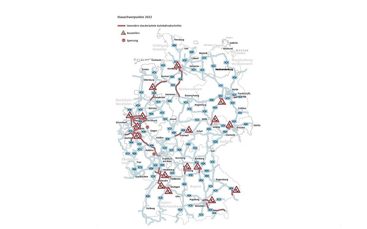 Stauschwerpunkte in Deutschland 2022 Stauschwerpunkte in Deutschland 2022