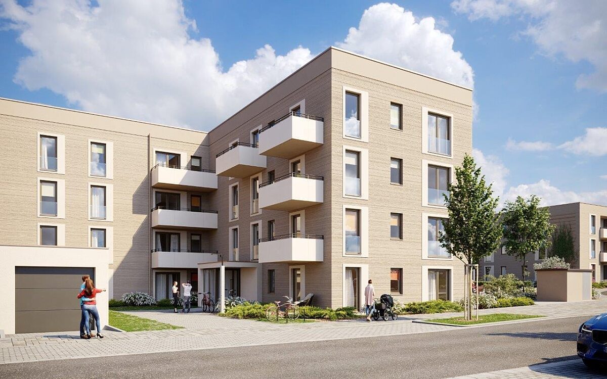 Eine Visualisierung des GBI-Bauprojekts an der Landsteiner Straße Eine Visualisierung des GBI-Bauprojekts an der Landsteiner Straße