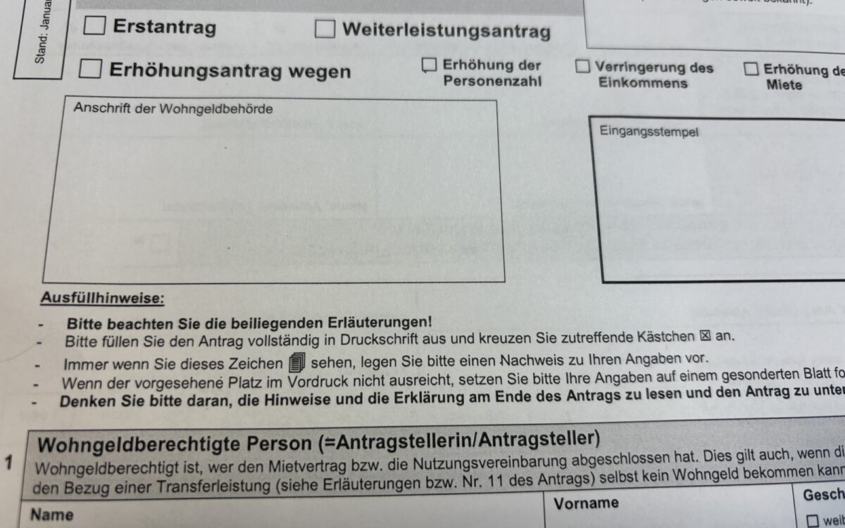Antrag Wohngeld Antrag Wohngeld