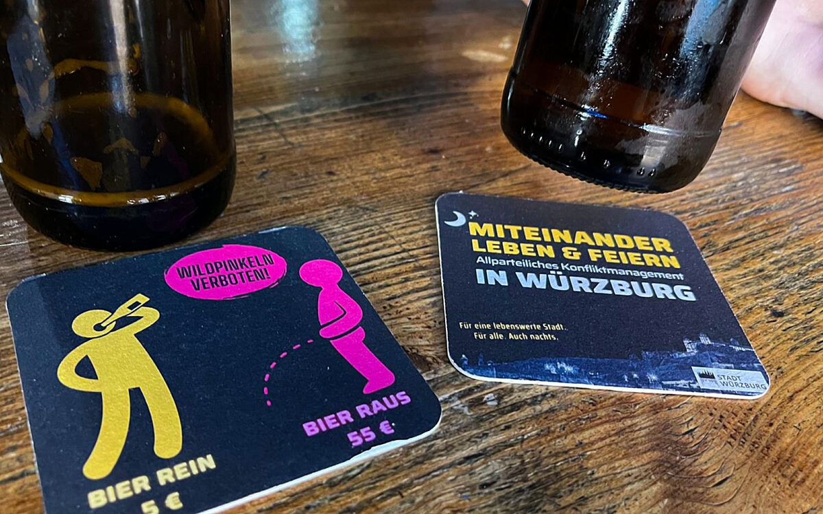 Botschaft auf dem Bierdeckel gegen Wildpinkeln Botschaft auf dem Bierdeckel gegen Wildpinkeln