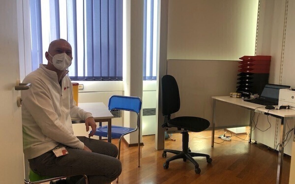 Eine Impfkabine im neuen Impfzentrum im Postgebäude Eine Impfkabine im neuen Impfzentrum im Postgebäude