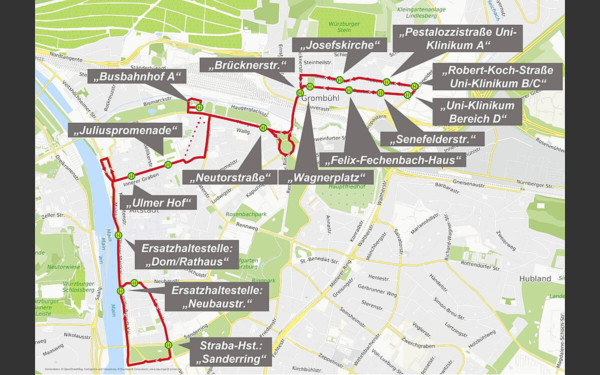 Fahrplanänderung Osterferien Grombühl Grafik WVV Fahrplanänderung Osterferien Grombühl Grafik WVV