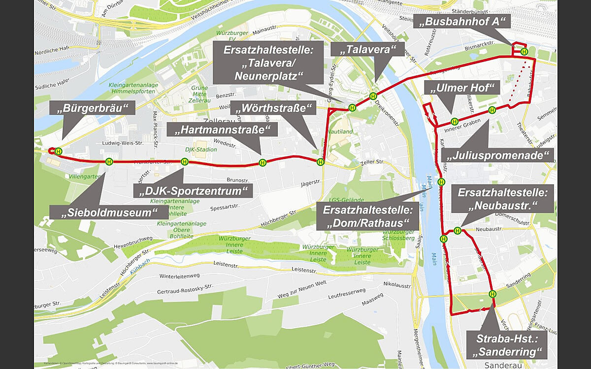 Fahrplanänderung Osterferien Zellerau Grafik WVV Fahrplanänderung Osterferien Zellerau Grafik WVV