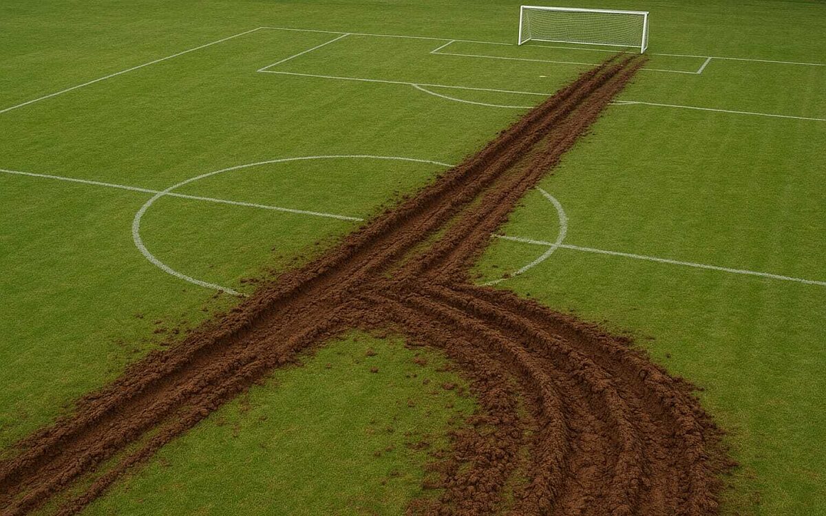 Fussballrasen umgefluegt Fussballrasen umgefluegt