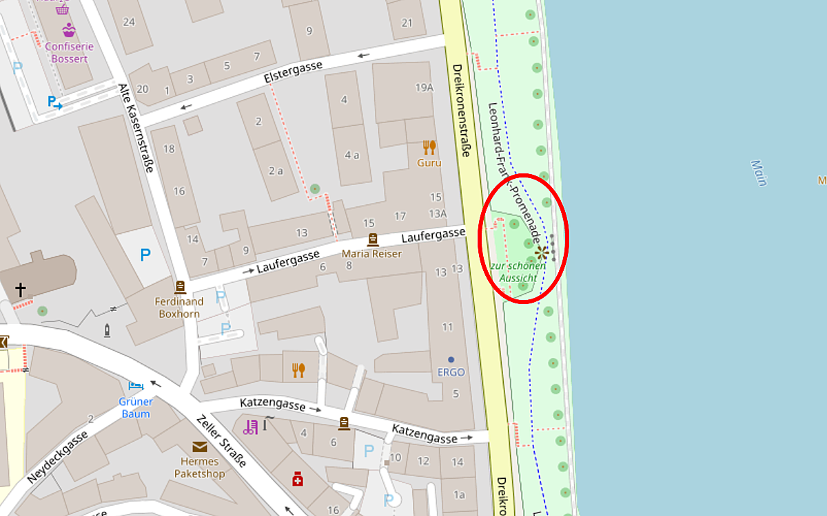 Grünfläche gegenüber der Dreikronenstraße 13, oberhalb Leonard-Frank-Promenade Grünfläche gegenüber der Dreikronenstraße 13, oberhalb Leonard-Frank-Promenade