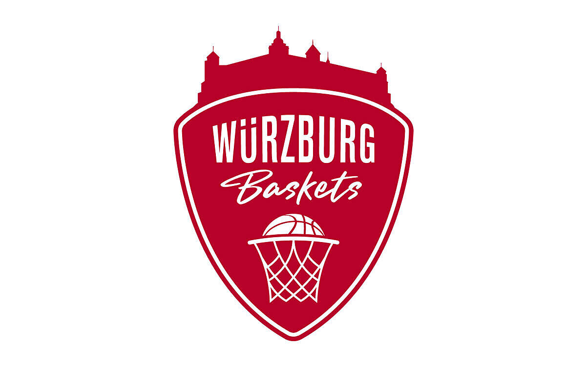 Logo Wuerzburg Baskets weiss auf rot Logo Wuerzburg Baskets weiss auf rot