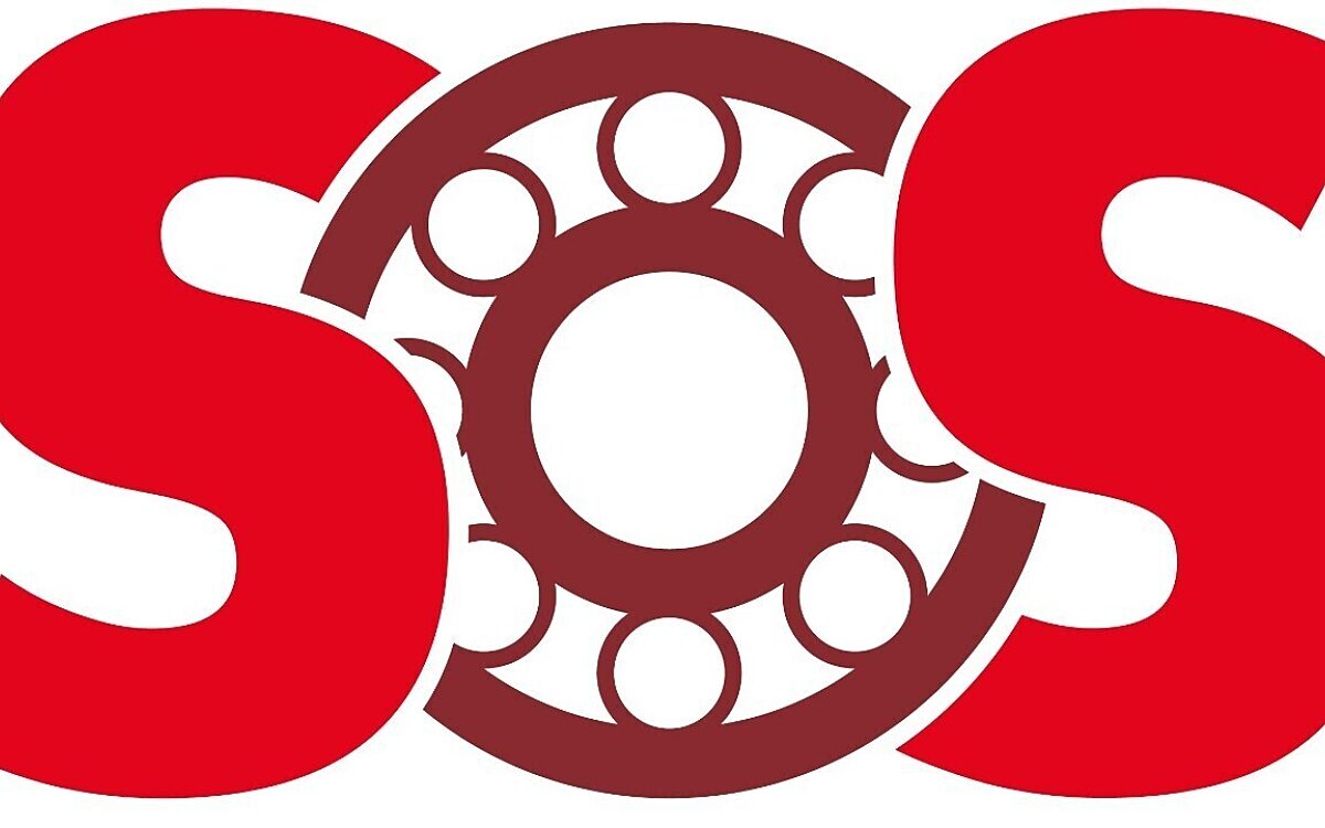 SOS steht auf dem Bild. Der Buchstabe O sieht dabei aus wie ein Kugellager SOS steht auf dem Bild. Der Buchstabe O sieht dabei aus wie ein Kugellager