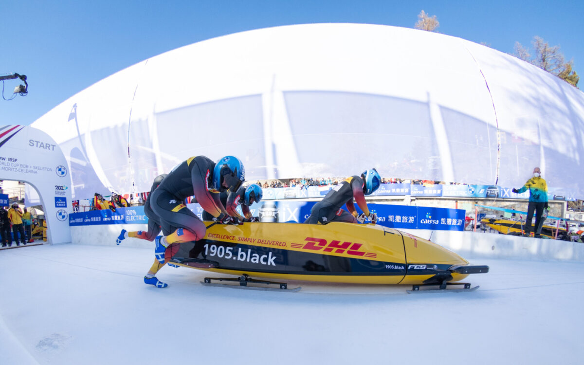 Viererbob Olympia 2022 Christian Rasp Start Viererbob Olympia 2022 Christian Rasp Start