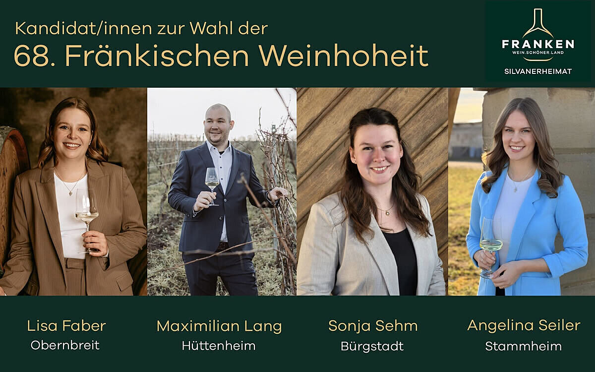 Wahl der 68 Fraenkischen Weinkoenigin Vier Kandidaturen