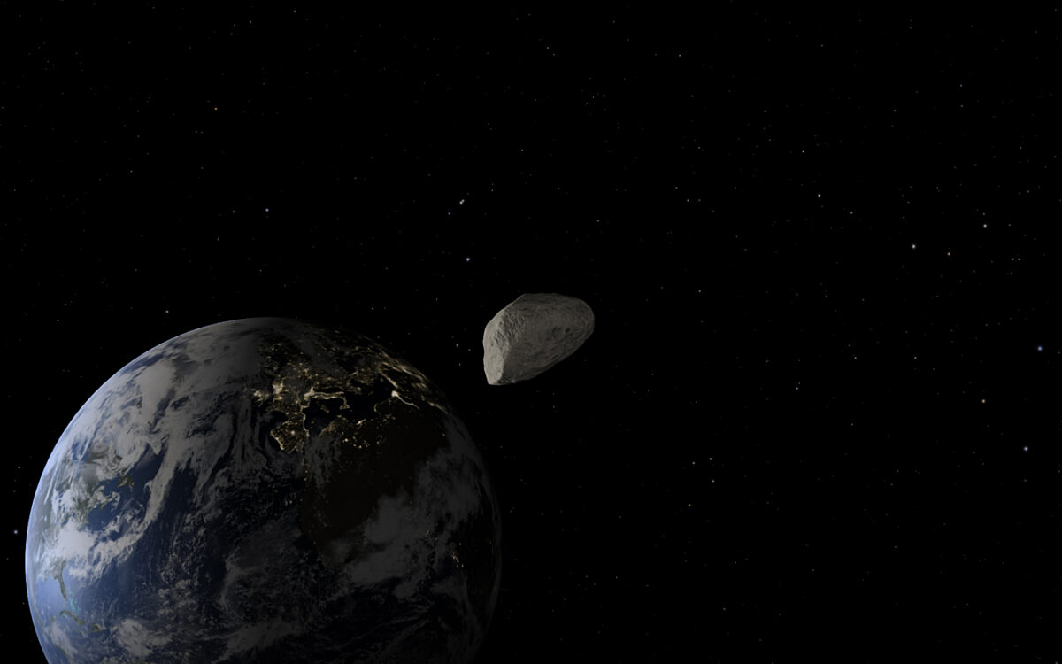 Der 360 Meter durchmessende Asteroid Apophis wird der Erde am 13. April 2029 sehr nahekommen. Der 360 Meter durchmessende Asteroid Apophis wird der Erde am 13. April 2029 sehr nahekommen.