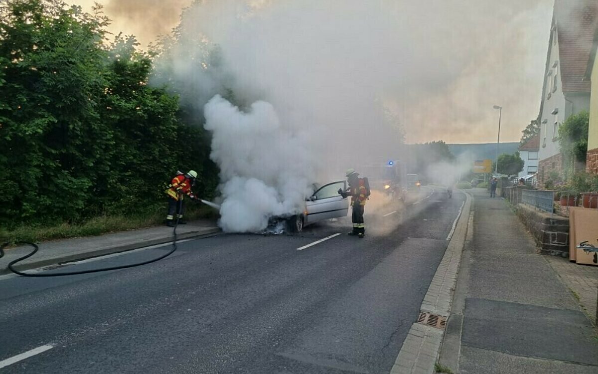 Ein Auto ist in Lohr ausgebrannt Ein Auto ist in Lohr ausgebrannt