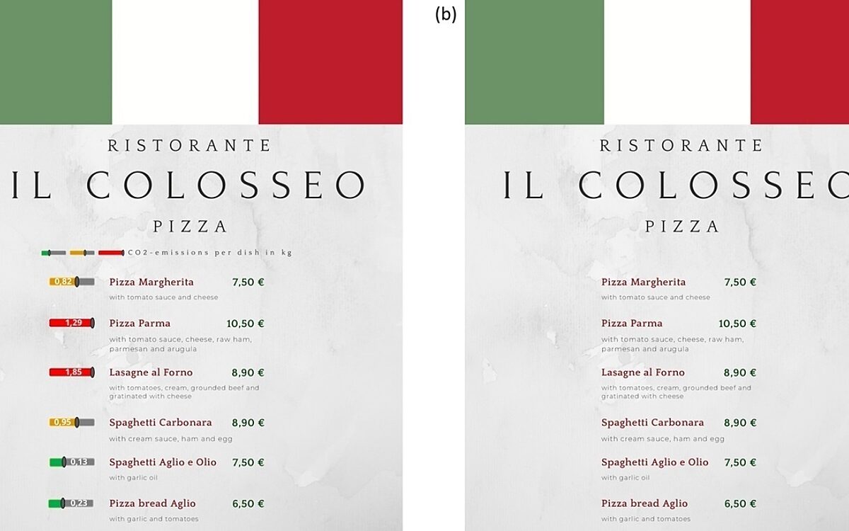 Speisekarte mit CO2 Labels Speisekarte mit CO2 Labels