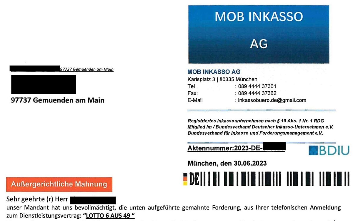 Inkasso-Betrug Anschreiben Inkasso-Betrug Anschreiben