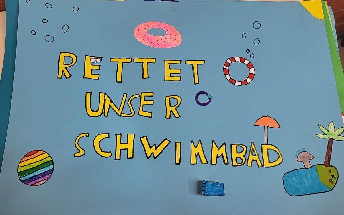 Ein Plakat zum Erhalt des Freibads in Burgsinn Ein Plakat zum Erhalt des Freibads in Burgsinn