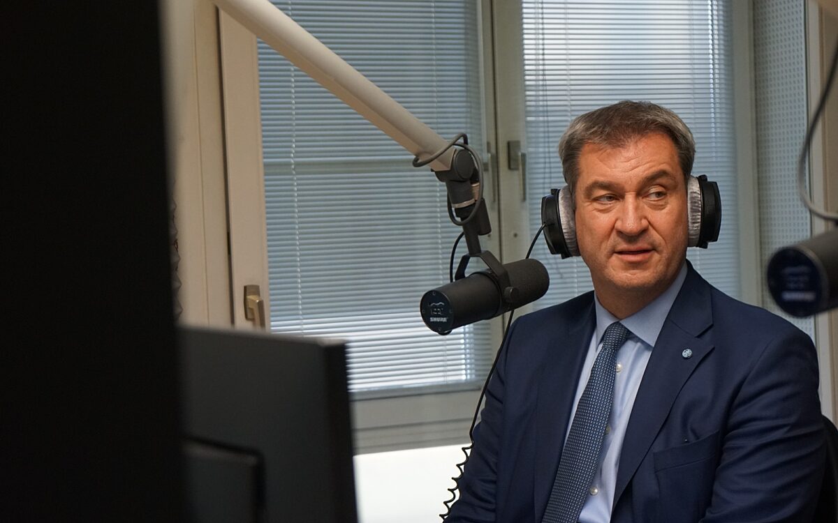 Ministerpräsident Markus Söder im Studio des Funkhaus Würzburg Markus Söder im Studio des Funkhaus Würzburg