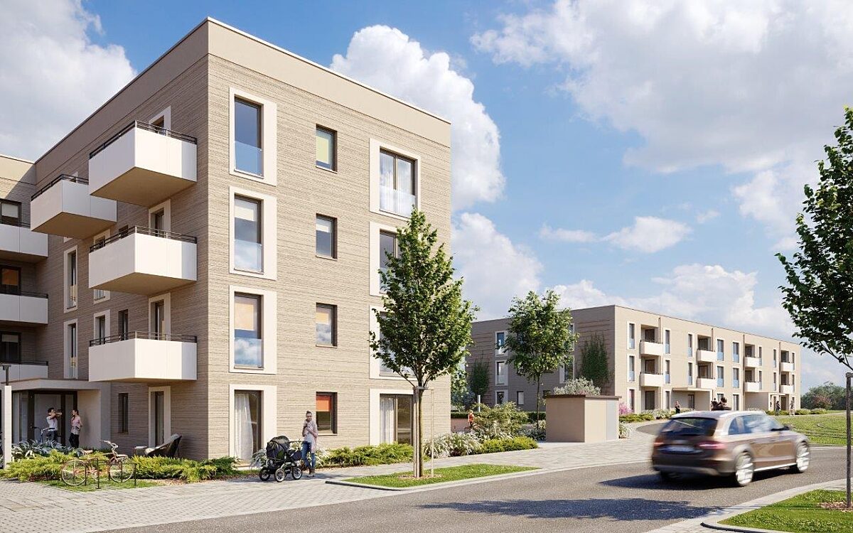 Eine Visualisierung des GBI-Bauprojekts an der Landsteiner Straße Eine Visualisierung des GBI-Bauprojekts an der Landsteiner Straße