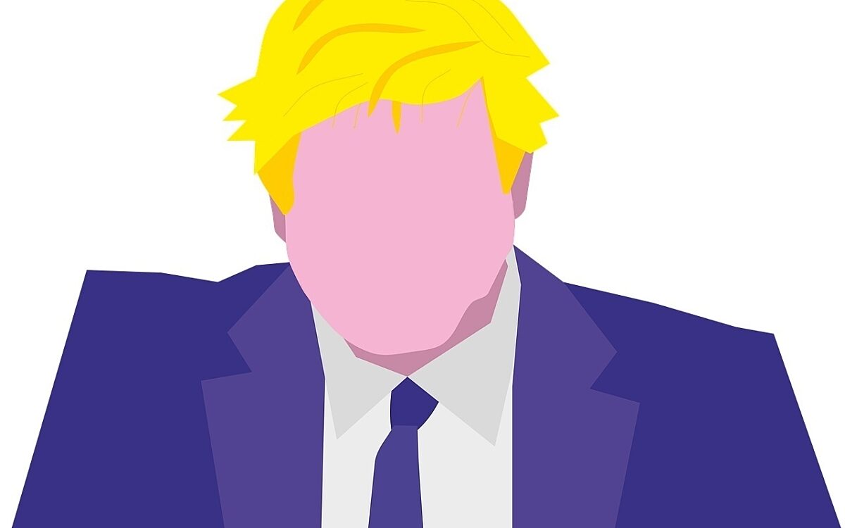 Die Silhouette einer Person mit auffälliger Frisur, die stark an einen ehemaligen britischen Premierminister erinnert Die Silhouette einer Person mit auffälliger Frisur, die stark an einen ehemaligen britischen Premierminister erinnert